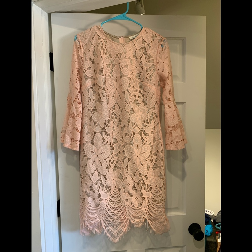 Pink lace dress. From Francesca.